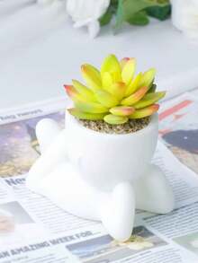 1/3pcs Artificial Succulent Plants, Single Mini Succulent Potted Plant, 3 Styles Available, Cartoon Style, PP Material, PE Material, Green, Desktop Decor, Home Decor, Hotel, Restaurant, Living Room, Bedroom - Multicolor - View 10