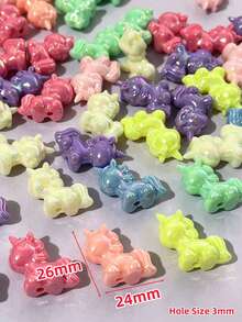 10/20/60PCS Unicorn Beads For DIY Jewelry Making, UV Plated Acrylic Spacer Beads With 3mm Hole, Suitable For DIY Bracelets, Necklaces, Beaded Pens And Handmade Accessories - Multicolor - View 5