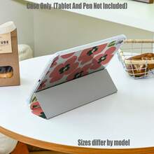 Floral Pattern Tablet Protective Case, Tri-Fold High Transparency Acrylic With Pen Slot Protective Case. Tablet Protective Case Features: Tri-Fold Stand Design, Smart Sleep/Wake, Full Coverage Protection, Skin-Friendly Frame Material, Air Cushion Anti-Drop Frame, Multi-Angle Stand, Built-In Pen Slot, Precise Cutouts, Lightweight And Portable. - Multicolor - View 6