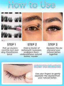 anlinnet Wispy Lashes Self-Adhesive False Eyelash Clusters Set With Tweezers, Pointed Style, 10-18mm Fox Eye Single Cluster False Eyelashes, Left And Right, Soft And Waterproof Eyelash Extension Clusters - View 6