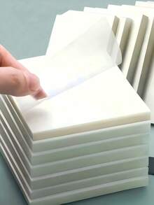 Transparent Sticky Notes (1 Pack/50 Sheets) - Waterproof, Self-Adhesive, Semi-Transparent Sticky Notes, Size Approx. 5cm*7.5cm, Perfect For Bookmarks And Journaling, Ideal For School And Office Use. - White - View 1