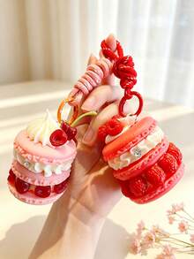Creative Realistic Macaron Cake Bag Charm Keychain, 3D Shaped Pendant, Novel Gift For Daily Outings And Bag Matching, Perfect For Friends, Family, Couples, Besties, And Holiday Gifts - Multicolor - View 6