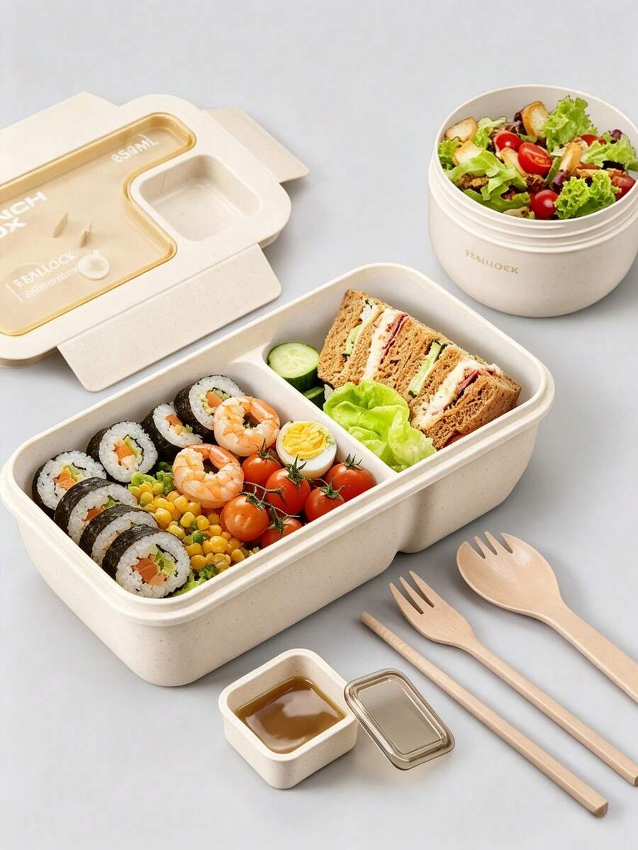 成人便當盒附蓋,適合備餐、食物儲存、廚房與午餐收納,防漏密封玻璃便當盒,適用微波爐、烤箱、冰箱與洗碗機,返校季生日禮物首選 - 彩色 - 查看 1