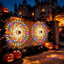 Mandala Solar Fence Light, Outdoor Projection Wall Lamp, Colorful Mandala Themed Design, LED Solar Light, Suitable For Garden, Patio, Stair Lighting, Yard, Backyard And Front Door Decoration, Christmas - Solar Projector Light - View 1