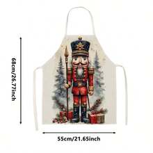 1pc Christmas Vintage Nutcracker Print Apron - Sleeveless Design, Durable And Comfortable Fit, Featuring Nutcracker With Spear Pattern, Suitable For Cooking, Baking And Home Cleaning, Household Cleaning, Housework Apron, Hand-Painted Handmade Gardening Apron, Fun Holiday Gift - Multicolor - View 11