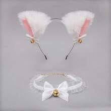 Cute Cat Ear Hair Clip Maid Style Animal Ear Bow Headband Cat Rabbit Bell Headband Halloween Hair Accessory - Multicolor - View 11