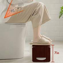 Foldable Toilet Stool,7 Inches Bamboo Poop Stool For Bathroom - Brown - View 3