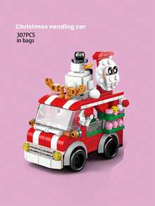 6-In-1 Santa Claus, Snowman, Reindeer, Christmas Tree, Small Train, Christmas House, Gingerbread House, Reindeer Sleigh, Christmas Cake, Waffle House, Christmas Tree Music Box Building Block Set, 14+ Years Old Educational DIY Assembly Model, Christmas Party Decor,Building Blocks Train,Christmas Tree Decorations,Car Building Blocks - Multicolor - View 14