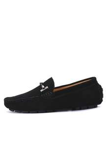 1 Pair Solid Color Preppy Vintage Athletic Microfiber Leather Slip-On Shoes For Spring & Autumn Outdoor Vacation Wear - Black - View 6