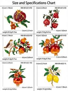 Luxury Rhinestone Lemon Pomegranate Brooches - Fruit Pins For Women Unisex Casual Party Accessories / Friends Gifts Badges Decoration - Fruit - View 7