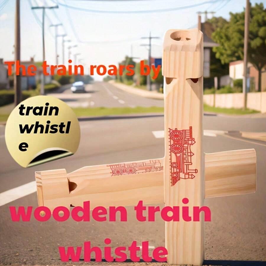 1/2pcs-Set Wooden Train Whistle - Perfect For Party Favors, Birthday Decorations, Noise Makers, Gift Bag Fillers, Mini Game Prizes And Christmas Stocking Stuffers - Multicolor - View 1