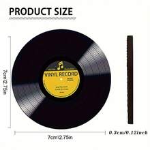 2 Car Coasters With Record Patterns -2.8-Inch Round With Natural Rubber Anti Slip Beverage Tray, Durable Home Car Accessories, Unisex, Washable, Weighing 15 Grams Per Piece - Red Vinyl Record 2-piece Set - View 2