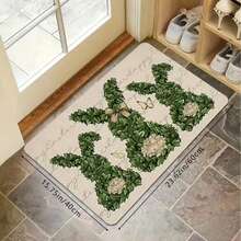 GEL HUT MUN 1pc, Spring And Summer Decorative Leaf Rabbit PatternWelcome Mat, Soft Absorbent Washable DoormatSuitable For Entryway Bathroom Dining Room OfficeSeasonal Use - B - View 3