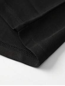 Manfinity Homme Men Black Long Sleeve Polo Shirt, Thin White Contrast Piping Lapel Collar, Button Placket Casual Golf & Commute Wear - Black - View 7