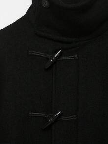 Camellia Autumn/Winter New Women's European & American Style Fashion Minimalist Versatile Commute & Date Loose Fit Stand Collar Belted Wool Coat Jacket - Black - View 9