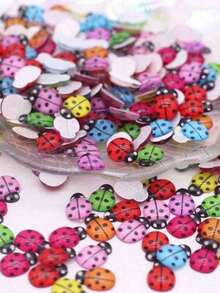100pcs Colorful Mini Ladybug Decorations, Micro Resin Ladybug Figurines For Miniature Landscapes, Fairy Gardens, DIY Crafts, Potted Plant Decor, Multi-Color Self-Adhesive Ladybug Accessories [50/1pc] - New Model - View 8
