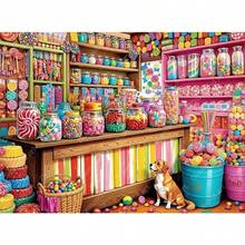 1PC DIY 5D Diamond Painting Kit Candy Shop Pattern - Round Full Diamond Art Mosaic Craft, Home Wall Decor, Unframed - No Frame - View 1