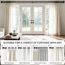 Black Curtain Rods For Windows 28 To 48 Inch, Adjustable Curtain Rod Set With Brackets Easy Install, Decorative 5/8" Drapery Rod, Heavy Duty Curtain Rods For Bedroom, Kitchen, Living Room - Vintage Sphere - Black - View 5