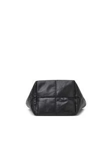 Women's Quilted Thick Artificial Leather Mini Tote Bag, Fluffy Handle, Grid Stitching Solid Color Minimalist Casual Daily Handbag - Multi-color - View 5