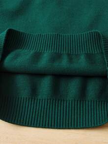 Boys' Academy Style Colorblock Striped Half-Zip Stand Collar Pullover Sweater, Suitable For School, Spring, Autumn, Winter - Green - View 6