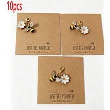 10pcs Mini Bee & Sunflower Pendant With Printed Card, Suitable For Wallet, Phone Keychain, Perfect Gift For Various Occasions - Multicolor - View 8
