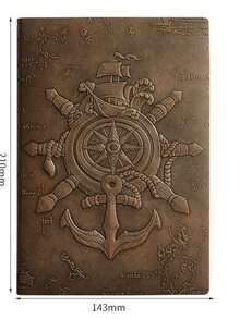 1pc LiVash Vintage PU Leather 3D Embossed Nautical Notebook - 160 Pages A5 8.3x5.6 Inches - Diary And Writing Journal, Unisex - Multicolor - View 13