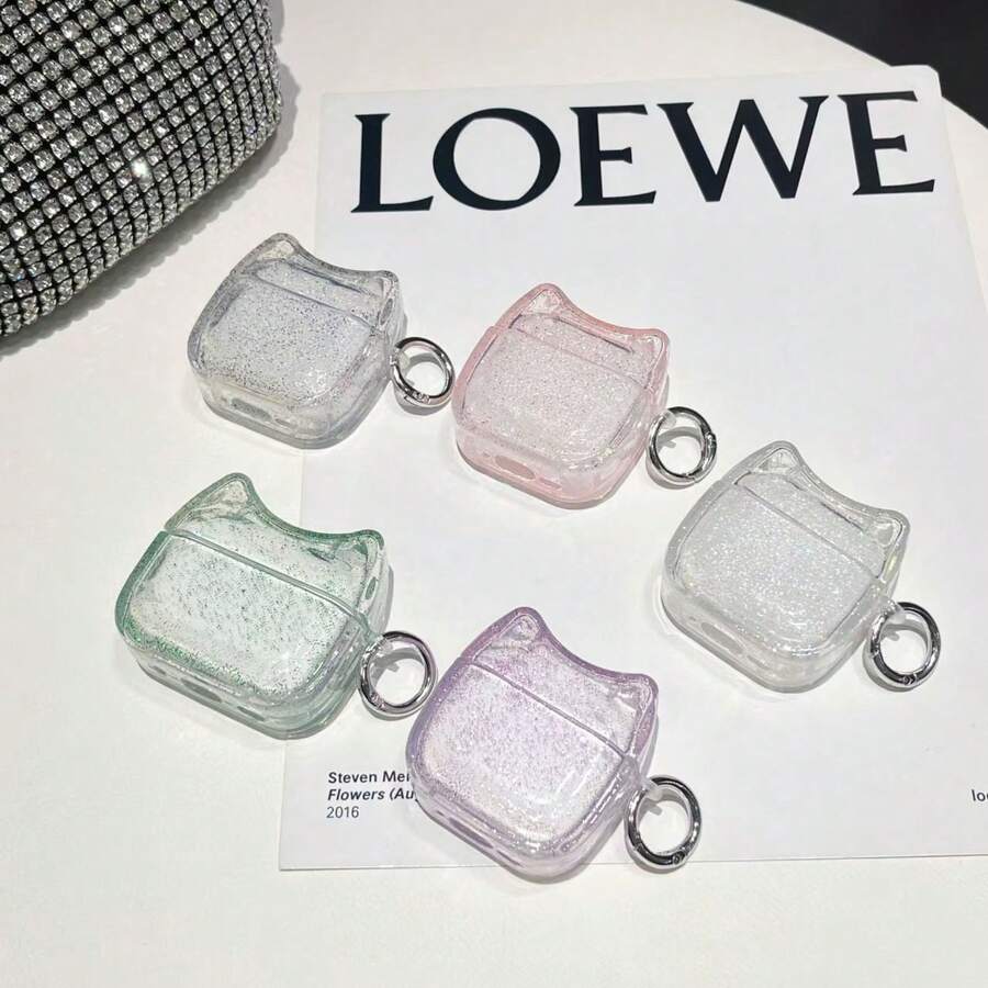 Cute Glitter Cat Ear Headphone Cover - Clear - View 1