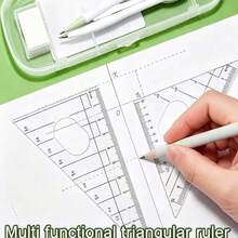 Transparent Storage Box/7-Piece Compass Set - Includes A Protractor And Ruler For Precise Geometric Drawing, As Well As A Triangle Ruler And A Complete Set Of Stationery. Multi-Functional Exam And Study Stationery Kit. Back To School. - E - View 8