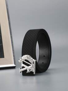 New Men's Belt Fabric Texture Business Fashion Versatile Classic Dress Pants Belt Letter Smooth Buckle - Multicolor - View 5