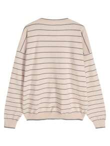 Kardigan Rajut Wanita YCYC Gaya Korea Warna Kontras Motif Garis Kerah V Longgar Slouchy Serbaguna Tipis Lengan Panjang Jaket Sweater Musim Semi dan Gugur - Aprikot - View 6