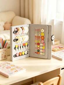 1pc Large Capacity Foldable Storage Box For Hair Accessories - Portable Travel Organizer For Clips, Ribbons And Accessories, Made Of Durable Polyester Material, Simple Design With Multiple Compartments (Accessories Not Included), Suitable For Girls' Room And Baby Items - Multicolor - View 7