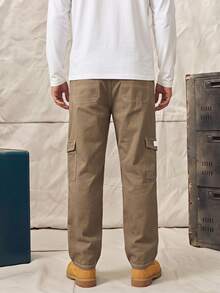 Norleigh 1pc Men's Multi-Pocket Solid Color Cargo Pants,Daily Commute, Sports, Outdoor, Casual, Fitness, Running, Loose Fit Straight Leg Trousers - Khaki - View 2