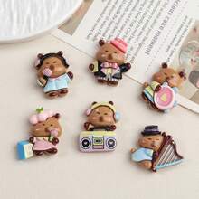 3/6/12pcs Cute Capybara Music Theme Refrigerator Sticker Cute Cartoon Dolphin Resin Magnet, Home Refrigerator Decoration Magnet, Gift For Friends And Family - Multicolor - View 1