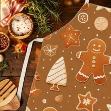 1pc Christmas Vintage Gingerbread Man Dessert Print Apron - Sleeveless Halter Neck Design, Durable And Comfortable Fit, Featuring Gingerbread Man With Frosting Stars And Striped Christmas Tree Pattern, Suitable For Cooking, Baking And Home Cleaning, Household Cleaning, Housework Apron, Hand-Painted Handmade Baking Apron, Fun Holiday Gift - Multicolor - View 6