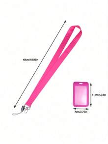 1pc Solid Color Lanyard, Suitable For ID Badge Holder, Keychain And Phone Strap, Perfect Gift For Teachers, Employees, Nurses And More - Multicolor - View 2