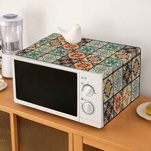 1pc 35X85cm Vintage Bohemian Geometric Pattern Microwave Cover, Polyester Kitchen Microwave Dust Cover, Perfect For Kitchen Decor And Appliance Protection, Home Decoration - 1 Kitten - View 8