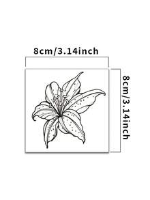 Lily Flower Temporary Tattoos Waterproof Long Lasting Fake Body Art Stickers Fine Line Botanical Sketch Floral Design Aesthetic Tattoo For Shoulder Back Women Adults - Black - View 4