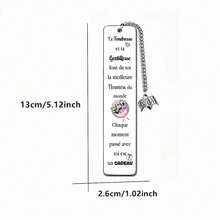 2pcs Colorful Pattern Metal Bookmarks "World's Best Nanny" French Gratitude Message, With Creative Pendant Hanging Rope, Teacher's Day Daycare Teacher Commemorative Gift, Graduation Season Thank You Gift, Birthday Holiday Gift For Mentor And Caregiver, Exquisite Gift For Book Lovers - Rectangle - View 2