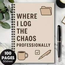 Funny Quote Spiral Notebooks, 100-Page Chaos Log Notepad, Decorative Writing Journal For Office, School & Daily Use, Great For Work & Parties, Ideal For Back To School And Christmas Parties[No Pens Included] - Multicolor - View 2