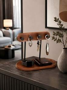 1pc Desktop Organizer Rack Key Holder With Tray Storage Space, Suitable For Storing Keys, Car Keys, Cosmetics, Jewelry, Living Room Bedroom Hallway Gift, Used For Organizing Desktop Clutter And Home Decor - View 6