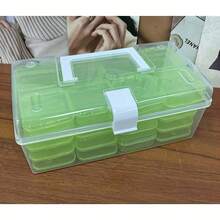 33pcs Set (32 Small Inner Boxes And 1 Large Outer Box) Transparent Plastic Craft Storage Box, Portable Compartment Bead Organizer, Suitable For Diamond Painting Beads, Rhinestone Jewelry Storage, Ideal For Hobbyists And Studios - 32G5.5-cai - View 4
