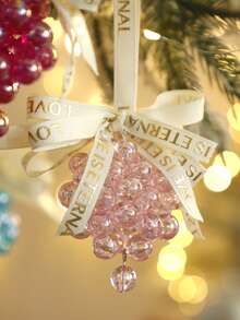 1 món đồ treo trang trí cây thông Noel đính hạt với nơ satin, phụ kiện trang trí lễ hội tinh xảo, phù hợp cho dây hoa leo, lò sưởi, phòng khách, trang trí nhà mùa đông - Kiểu 2 - Xem 11