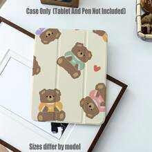 Bear Pattern Tablet Protective Case, Tri-Fold High Transparency Acrylic With Pen Slot Protective Case. Tablet Protective Case Features: Tri-Fold Stand Design, Smart Sleep/Wake, Full Coverage Protection, Skin-Friendly Frame Material, Airbag Shockproof Frame, Multi-Angle Stand, Built-In Pen Slot, Precise Cutouts, Lightweight And Portable. Compatible With IPad Mini4/5 (7.9 Inch), Mini6/7 (8.3 Inch); Air1/2/3 - Multicolor - View 1