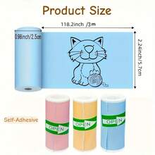Self‑Adhesive Continuous Paper Rolls, Color & White Background, For Mini Portable Label Printer, DIY Journal Sticker, Classification Marking - Multicolor - View 2