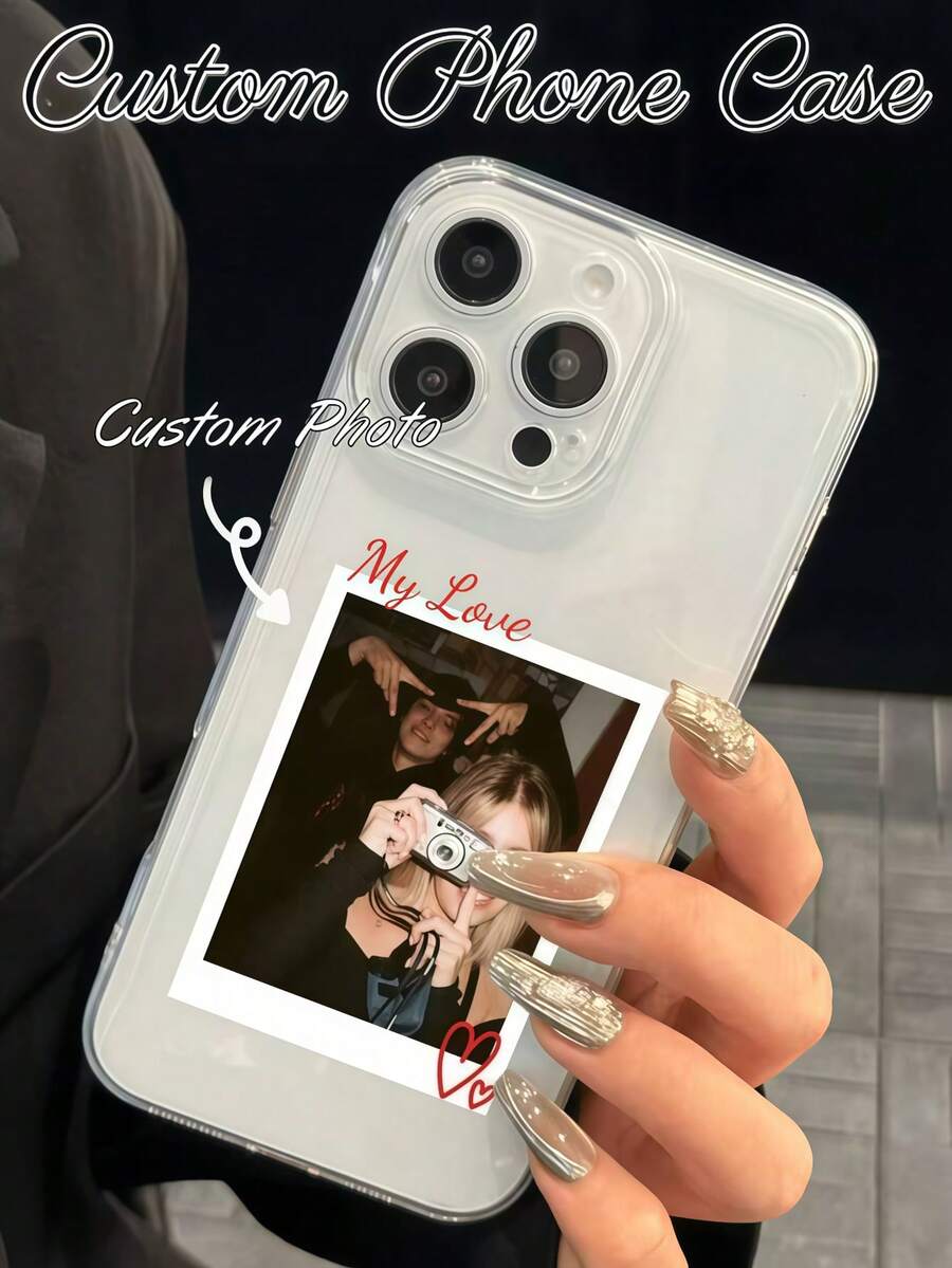 Simple Black Base Scattered Blue Butterfly White Tiny Hearts Stars Custom Personalized Cursive Name Phone Case, Custom Unique Cyan Hand Letter Soft Aesthetic Shockproof Protective Cover For All Mobile Models - Clear - View 1