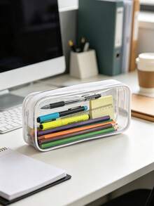 This Simple Transparent Pencil Case Set Features A Transparent Zipper And A Waterproof PVC Cosmetic Storage Bag, Perfect For Summer, Back-To-School, Teacher's Day, Graduation Ceremonies, Birthdays, And Other Occasions. - Multicolor - View 6