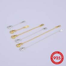 3pcs/Pack 925 Sterling Silver Extension Chain With Lobster Clasp Connector, Necklace & Bracelet DIY Jewelry Making Accessories - Silver - View 3
