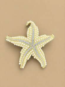 1PC Fashion Rhinestone & Faux Pearl Starfish Brooch, Minimalist Versatile Elegant Brooch Pin Accessory - Perfect Gift For Women - Multicolor - View 10