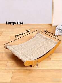 1 pieza Cama‑rascador para gatos de madera, hamaca con superficie de sisal, diseño curvo estable, lugar cómodo para descansar y afilar uñas, ideal para gatos de diferentes tamaños, accesorio práctico para el hogar, protege muebles y brinda entretenimiento a tu mascota - Champán - Ver 8