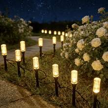 Vintage Hollow Tube Solar Ground Stake String Lights, Soft Golden Glow Landscape Decoration, Weather-Resistant For Curved Paths, Backyards And Flowerbeds - Black - View 7